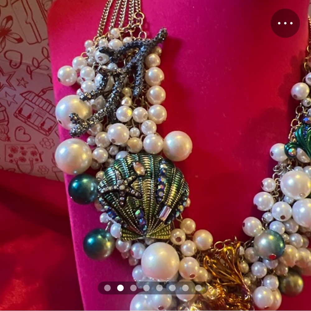 *Sold On The Bay Betsey Johnson Glitter Reef Mermaid Nautical Necklace - Picture 4 of 8